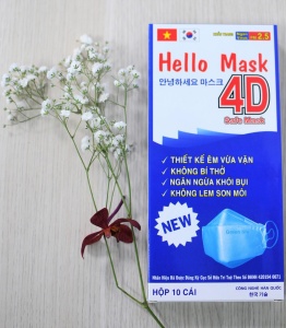 Khẩu Trang Cao Cấp 4D Hello Mask ( Màu xanh)